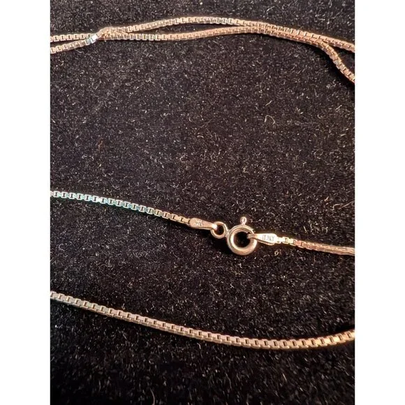 30-Inch Sterling Silver Necklace Square Crystal Pendant Italy 925 10g Elegant - Picture 9 of 15